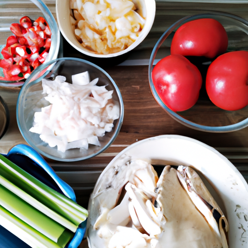 Fresh ingredients for making crockpot crab dip